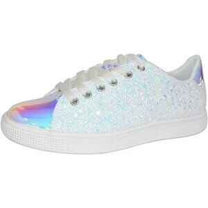 Brand New Women White Hologram Thermoplastic Elastomers Glitter Sneakers